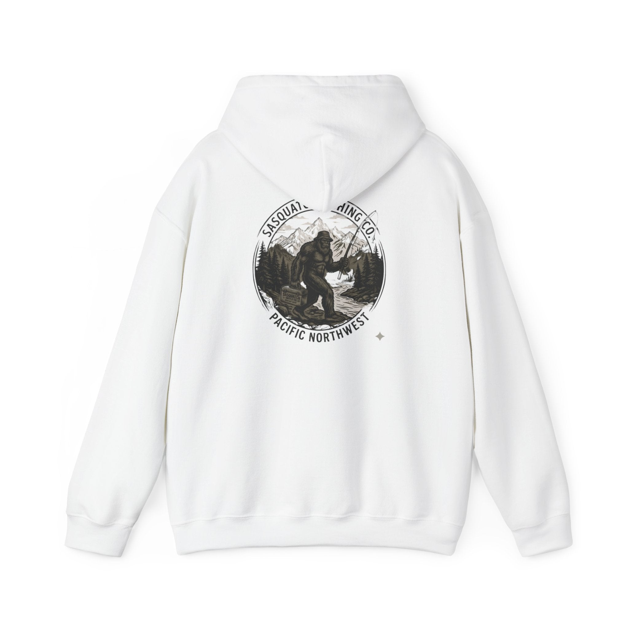 Sasquatch Fishing Co. PNW Hoodie — Pacific Northwest Bigfoot Outdoor Sweatshirt
