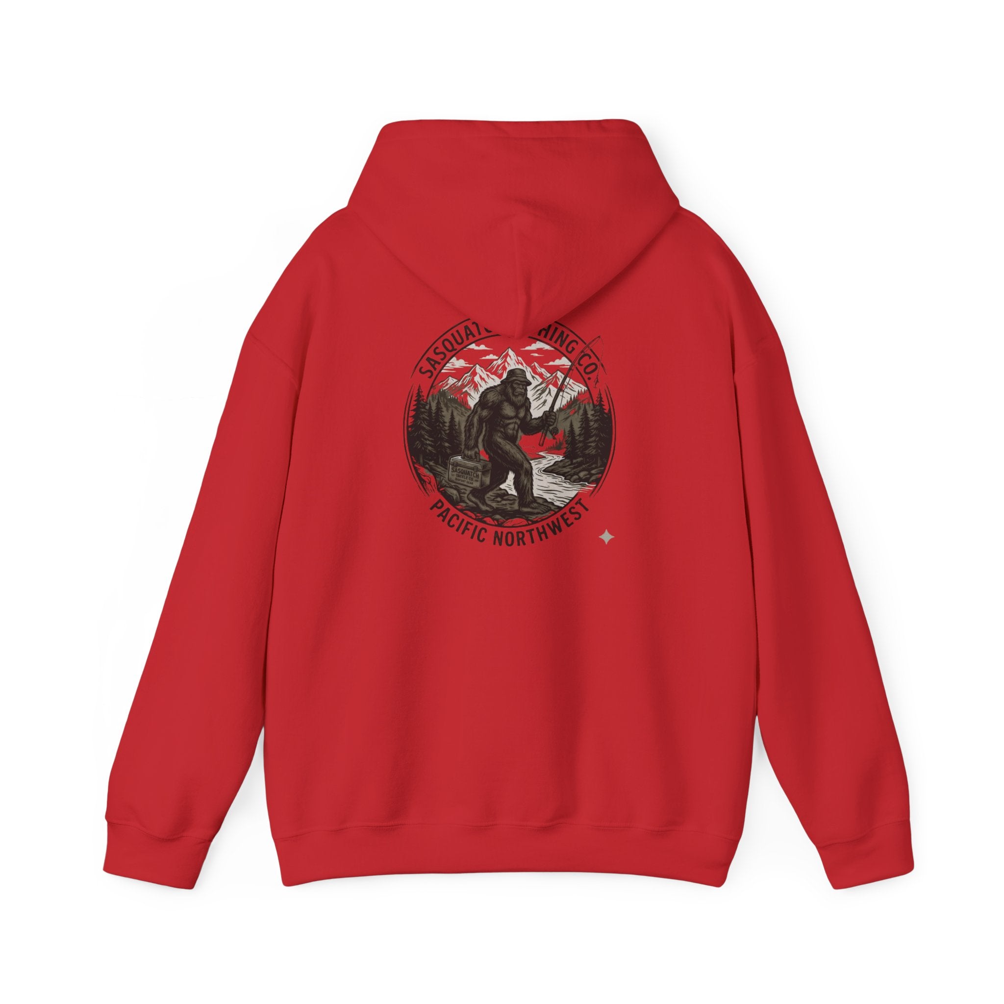 Sasquatch Fishing Co. PNW Hoodie — Pacific Northwest Bigfoot Outdoor Sweatshirt
