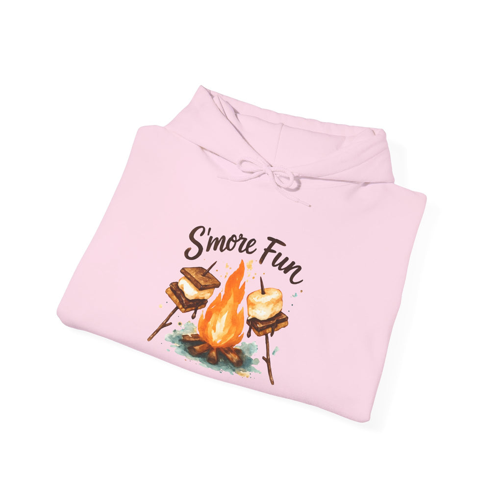 Campfire S'more Fun Hoodie — Cozy Camping Sweatshirt with Marshmallow & Fire Graphic