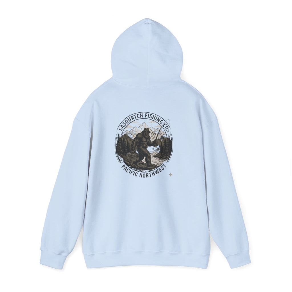 Sasquatch Fishing Co. PNW Hoodie — Pacific Northwest Bigfoot Outdoor Sweatshirt