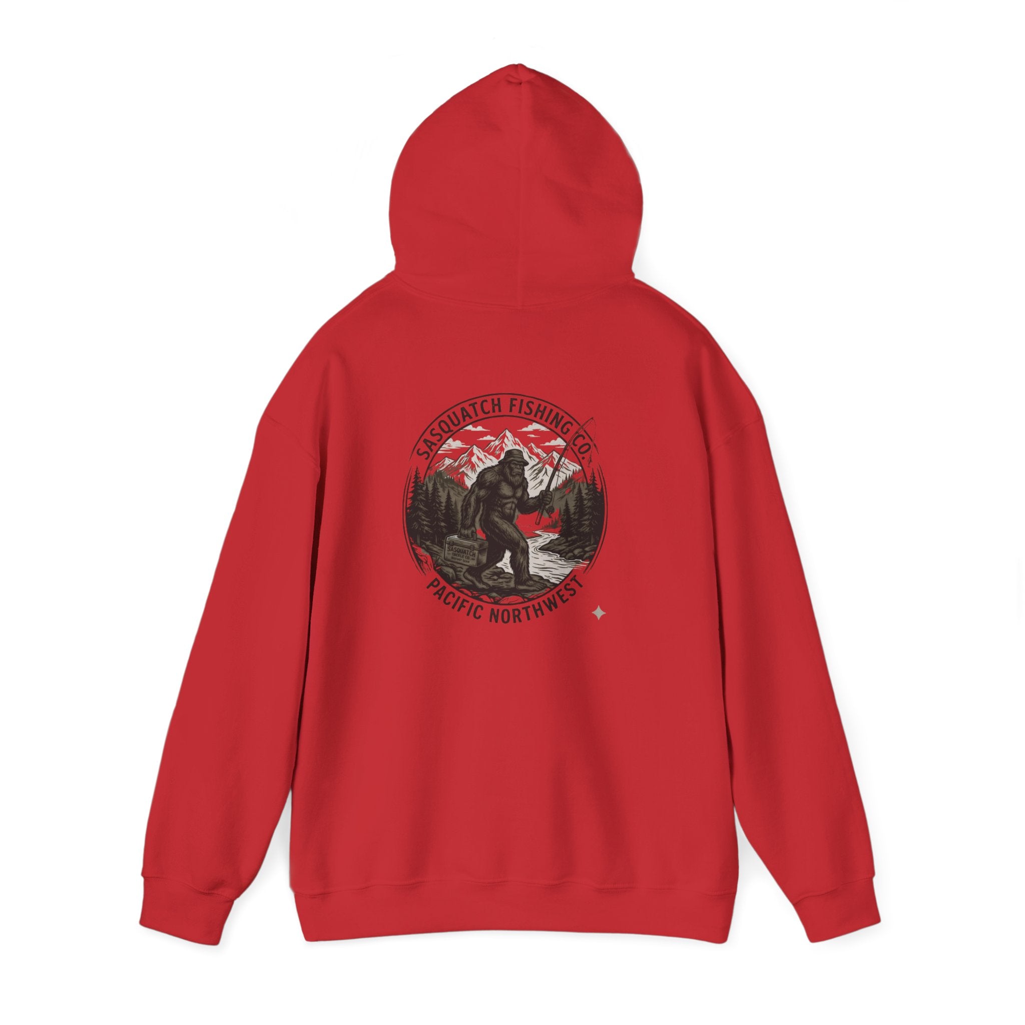 Sasquatch Fishing Co. PNW Hoodie — Pacific Northwest Bigfoot Outdoor Sweatshirt