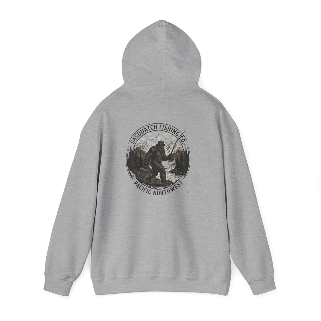 Sasquatch Fishing Co. PNW Hoodie — Pacific Northwest Bigfoot Outdoor Sweatshirt