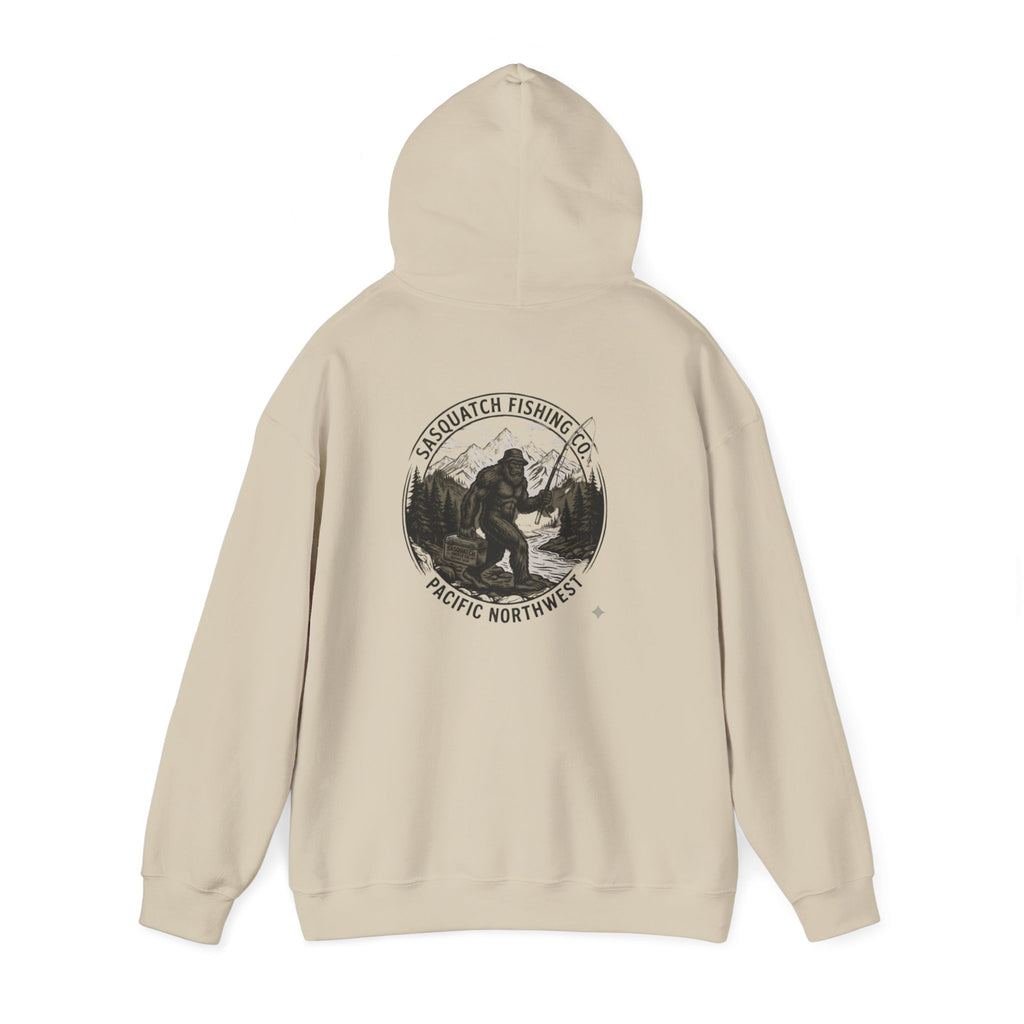 Sasquatch Fishing Co. PNW Hoodie — Pacific Northwest Bigfoot Outdoor Sweatshirt