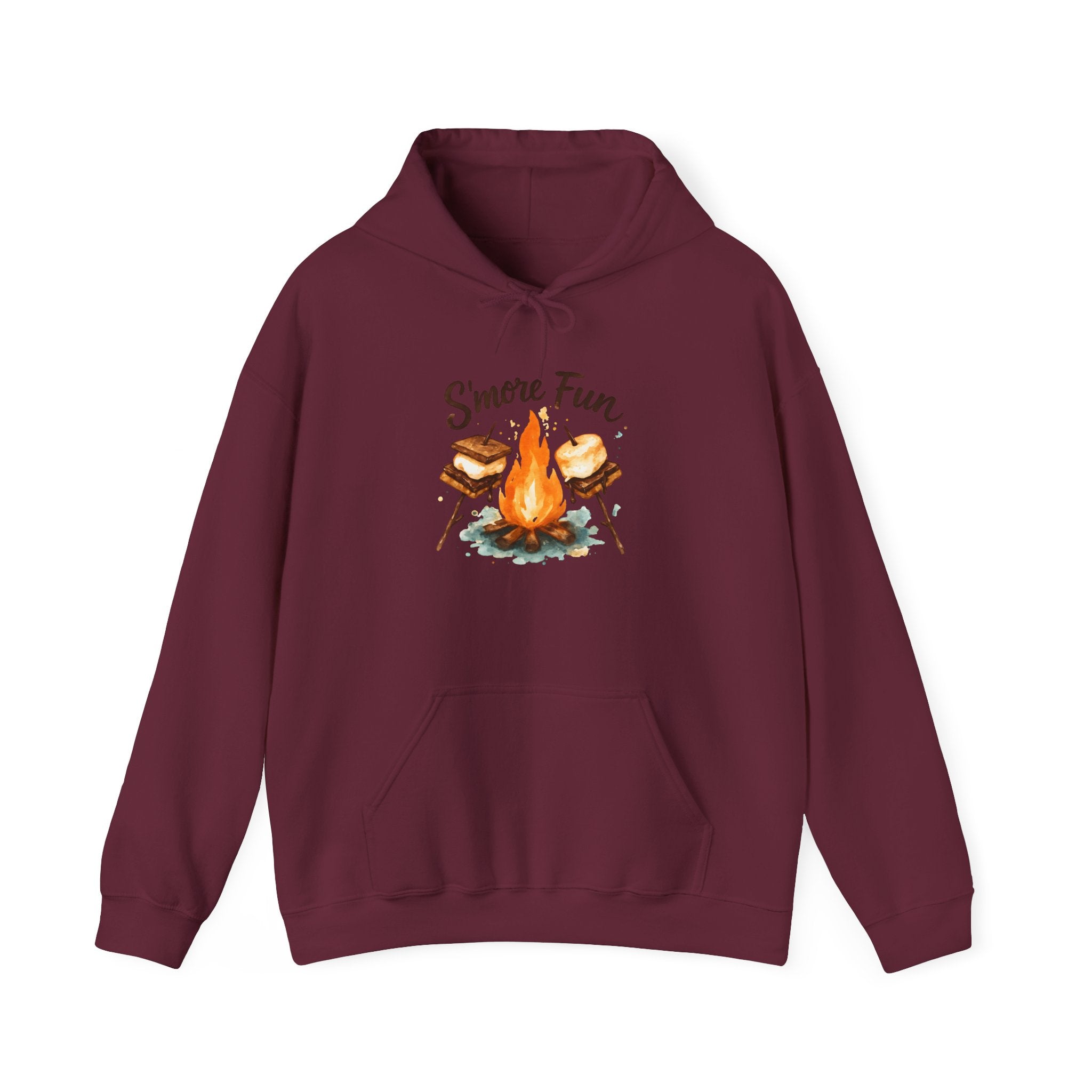 Campfire S'more Fun Hoodie — Cozy Camping Sweatshirt with Marshmallow & Fire Graphic
