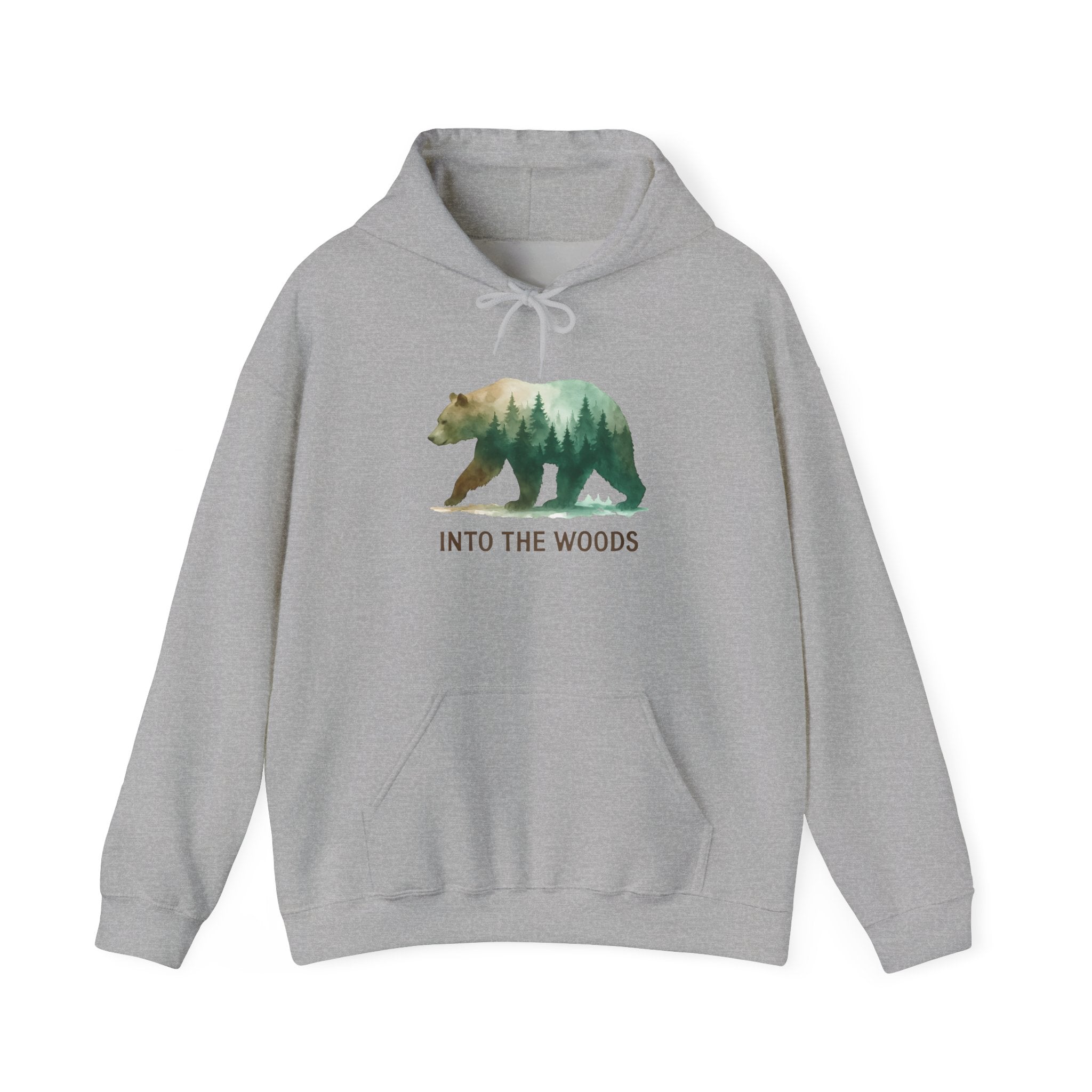 Into the Woods Bear Hoodie — Nature Forest Graphic Hoodie