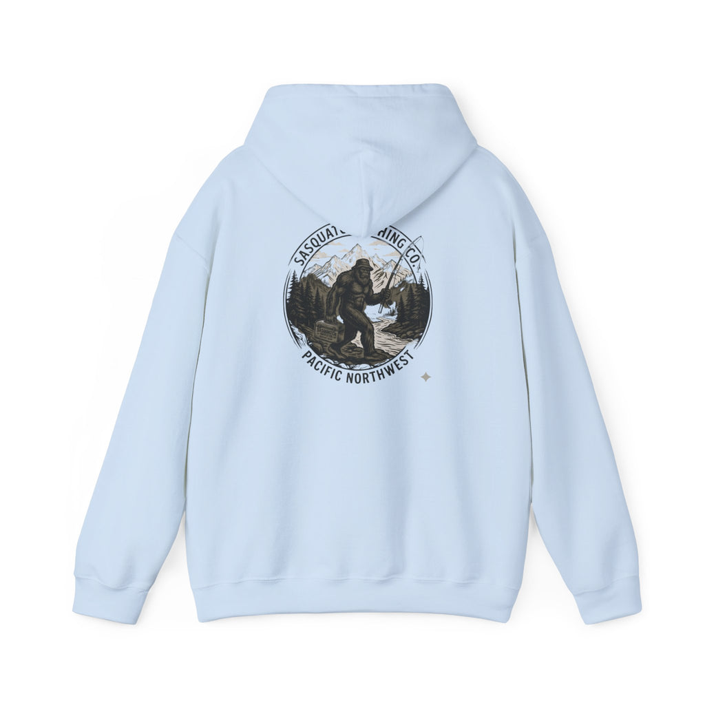 Sasquatch Fishing Co. PNW Hoodie — Pacific Northwest Bigfoot Outdoor Sweatshirt