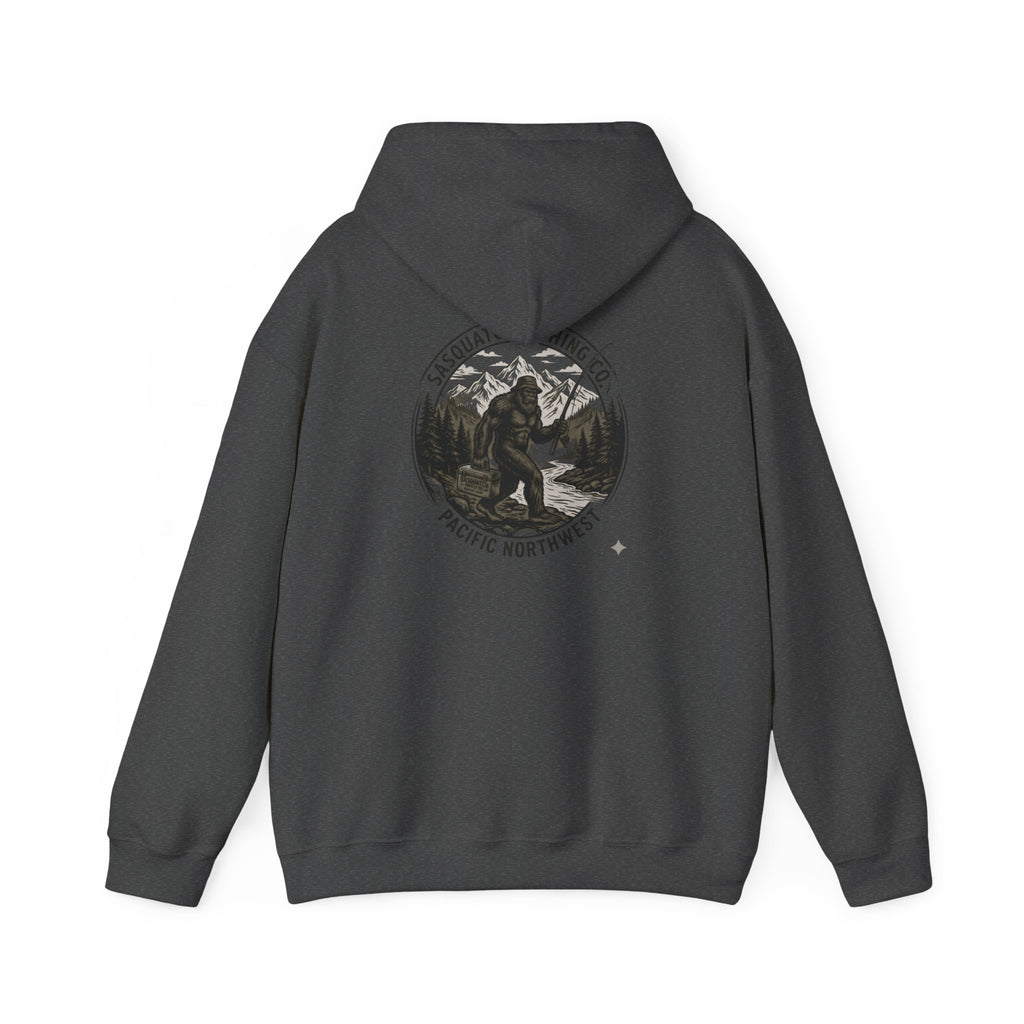 Sasquatch Fishing Co. PNW Hoodie — Pacific Northwest Bigfoot Outdoor Sweatshirt