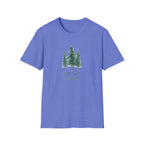 Get Lost in Nature T‑Shirt with pine forest and trail graphic — Rough Trail Supply.