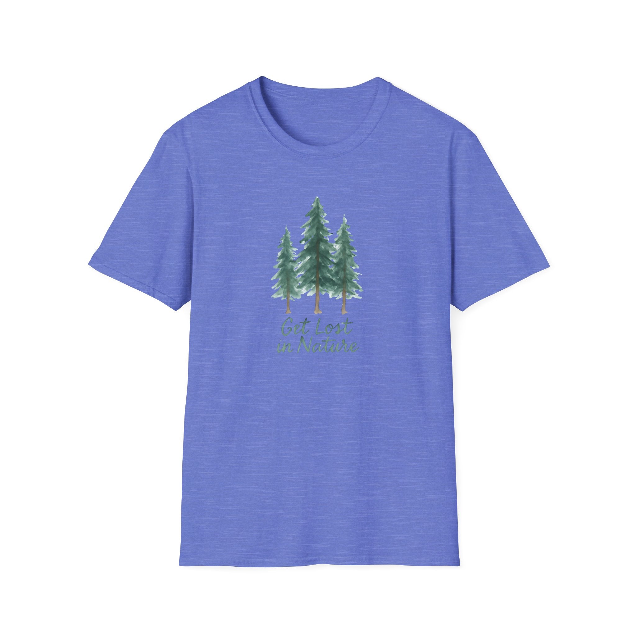 Get Lost in Nature T‑Shirt with pine forest and trail graphic — Rough Trail Supply.