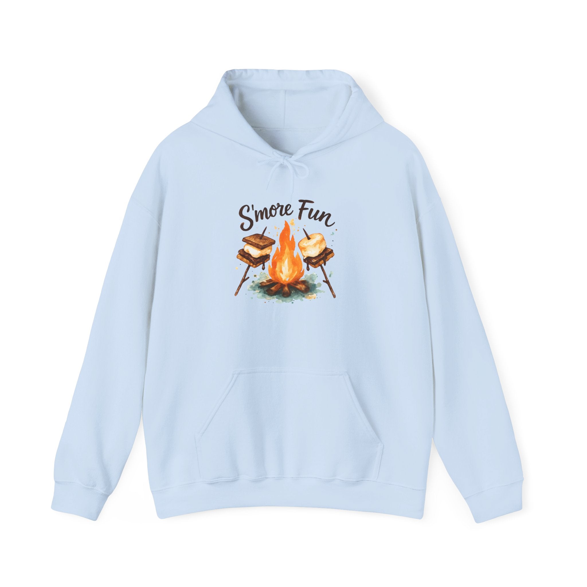 Campfire S'more Fun Hoodie — Cozy Camping Sweatshirt with Marshmallow & Fire Graphic