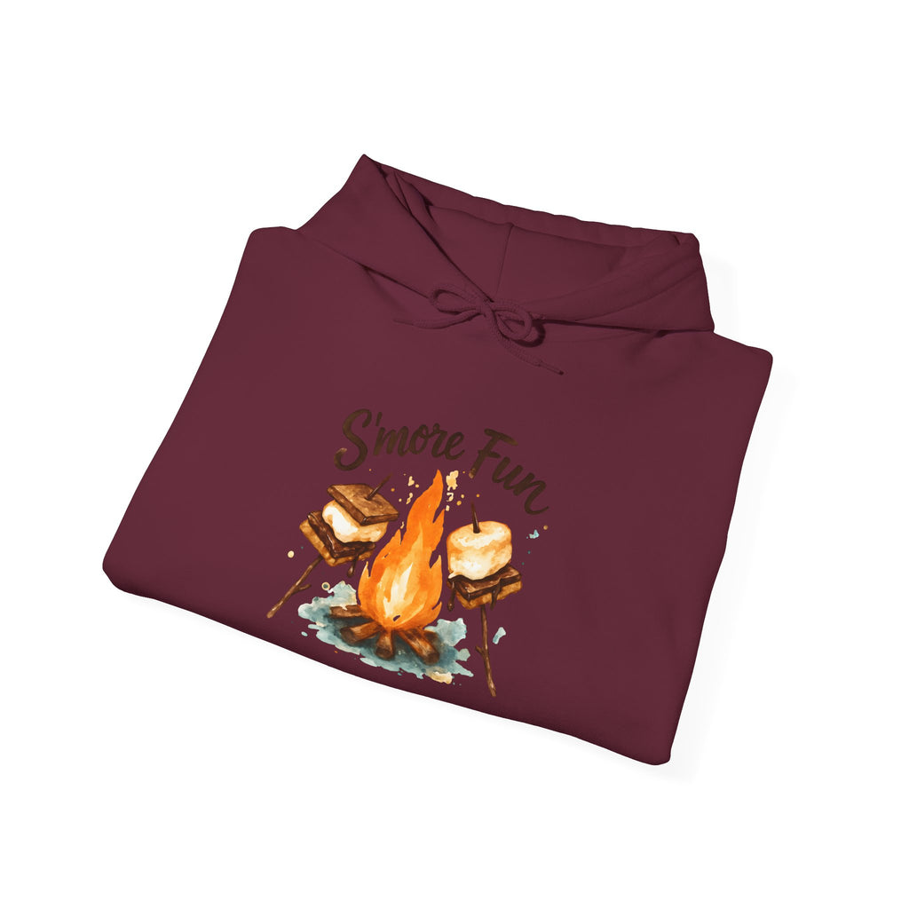 Campfire S'more Fun Hoodie — Cozy Camping Sweatshirt with Marshmallow & Fire Graphic