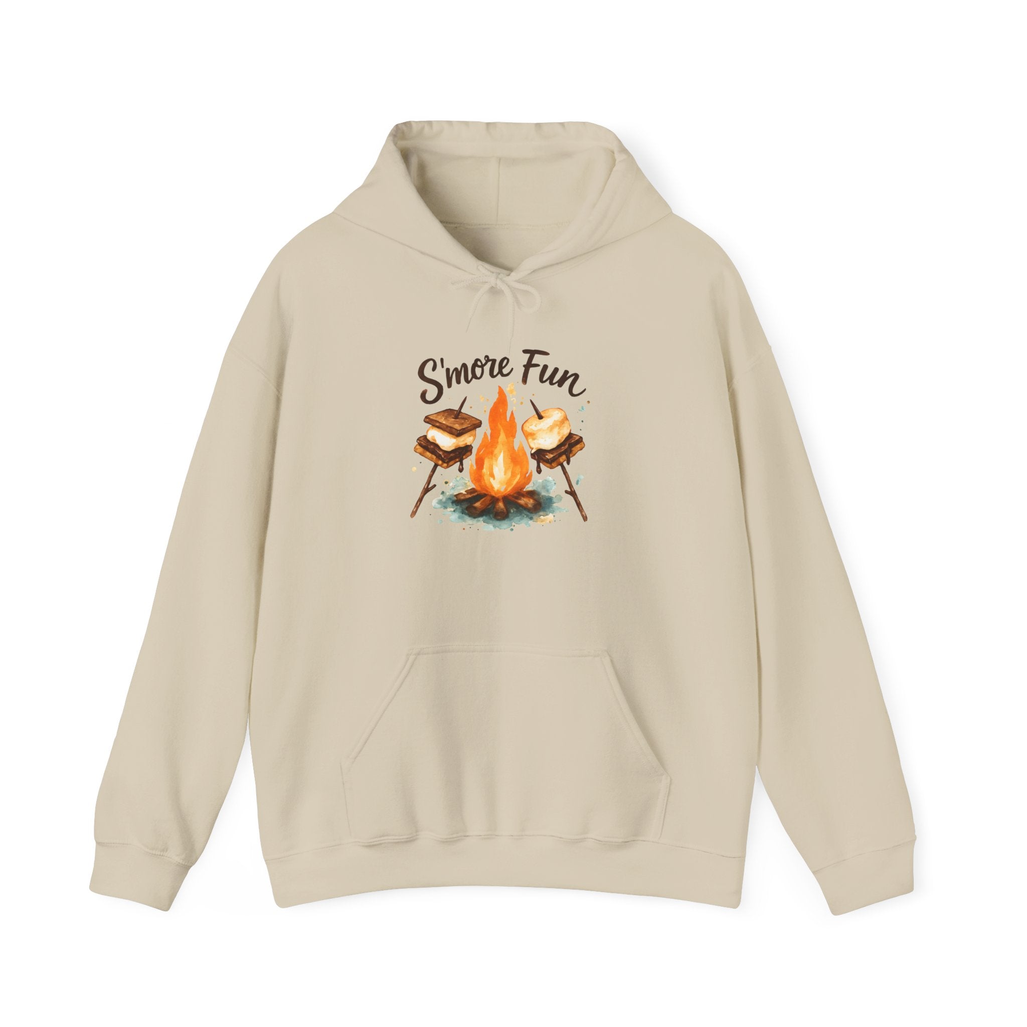 Campfire S'more Fun Hoodie — Cozy Camping Sweatshirt with Marshmallow & Fire Graphic