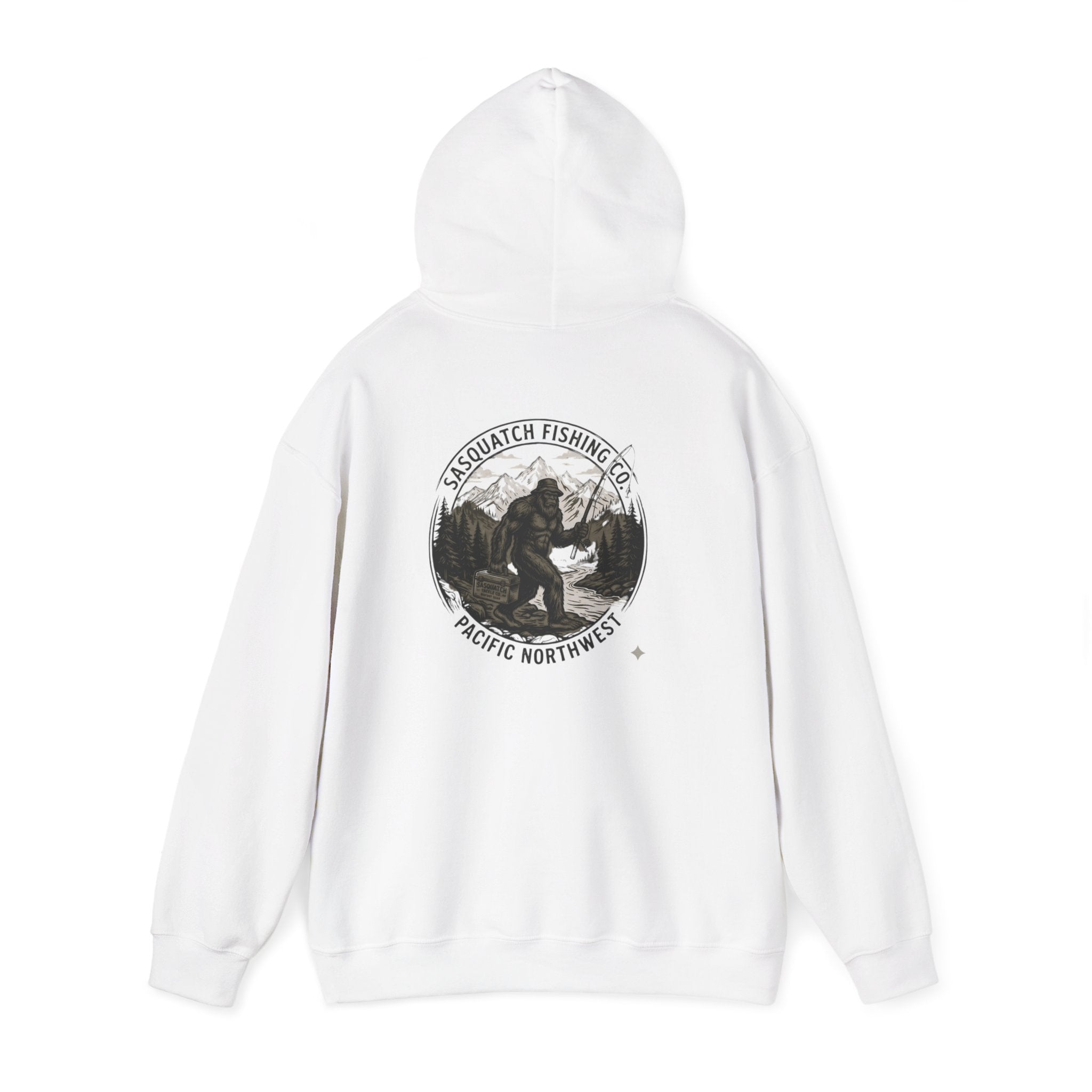 Sasquatch Fishing Co. PNW Hoodie — Pacific Northwest Bigfoot Outdoor Sweatshirt