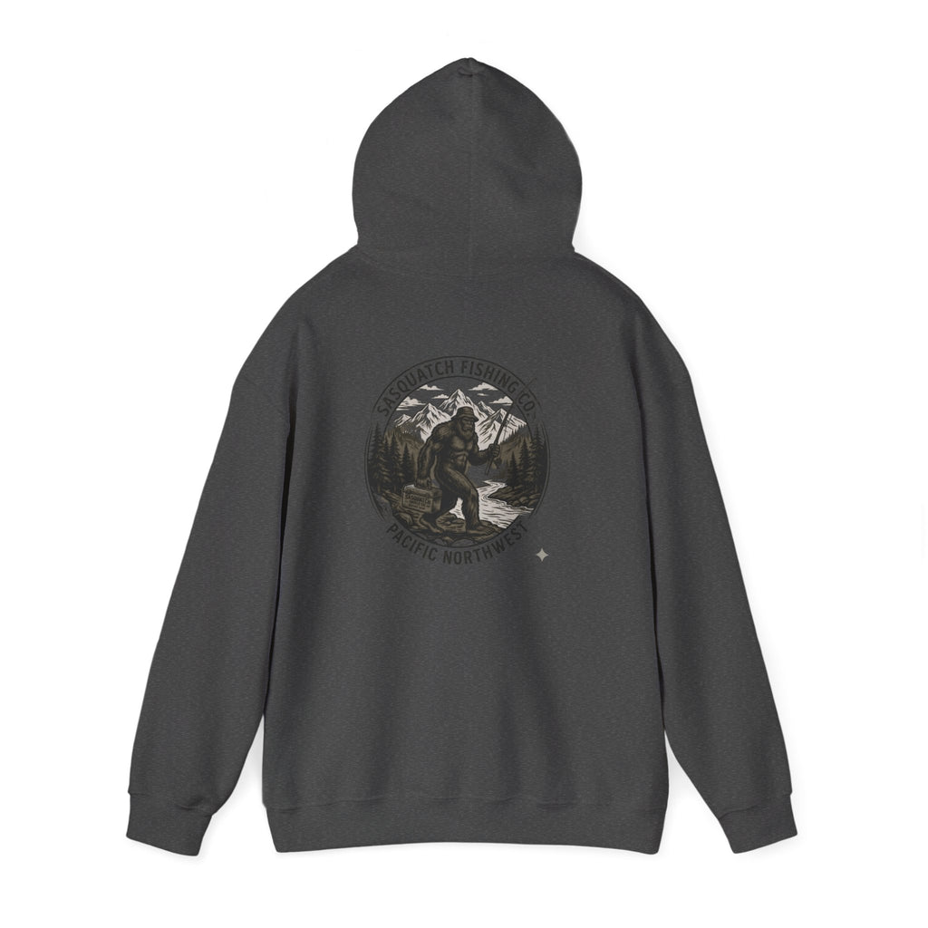 Sasquatch Fishing Co. PNW Hoodie — Pacific Northwest Bigfoot Outdoor Sweatshirt