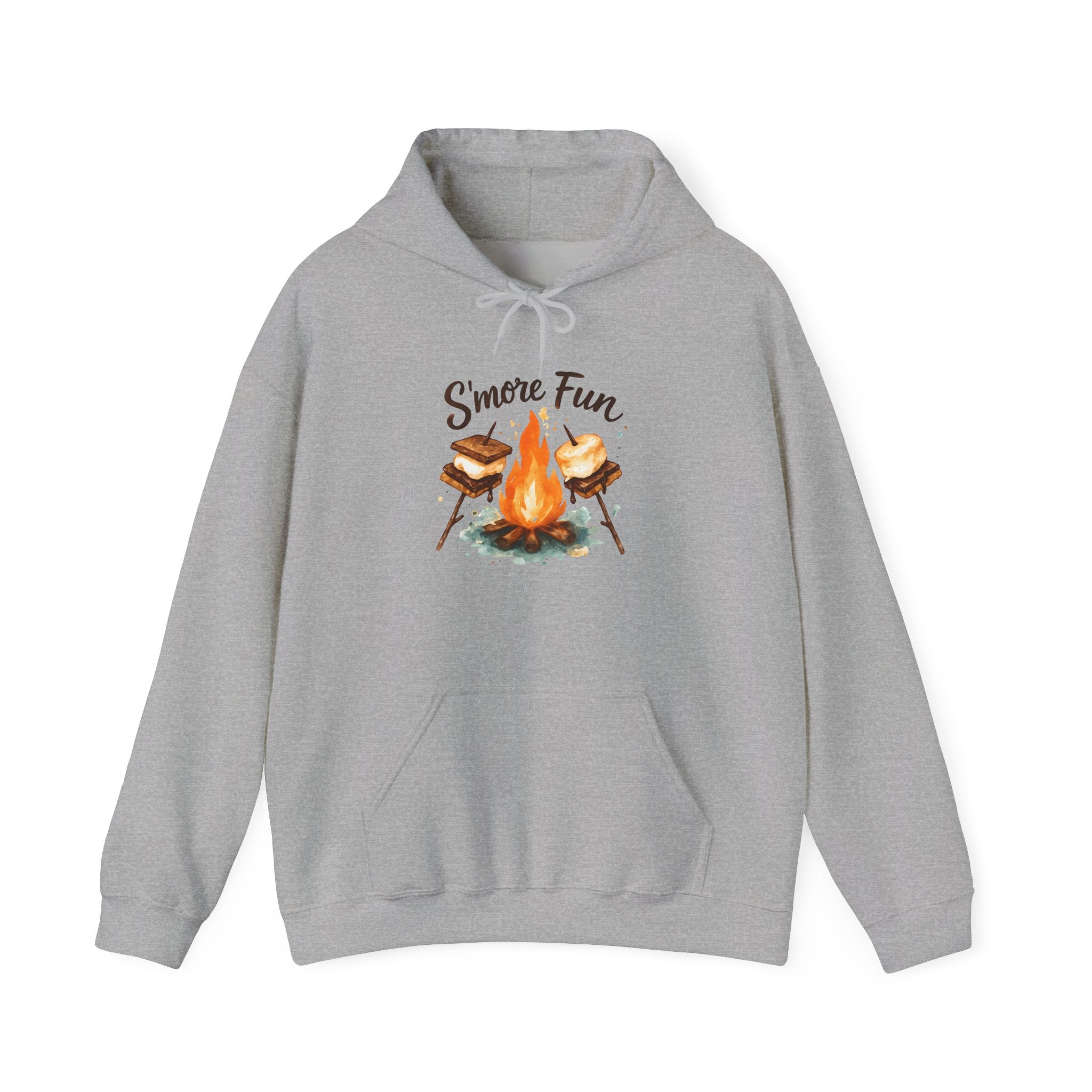 Campfire S'more Fun Hoodie — Cozy Camping Sweatshirt with Marshmallow & Fire Graphic