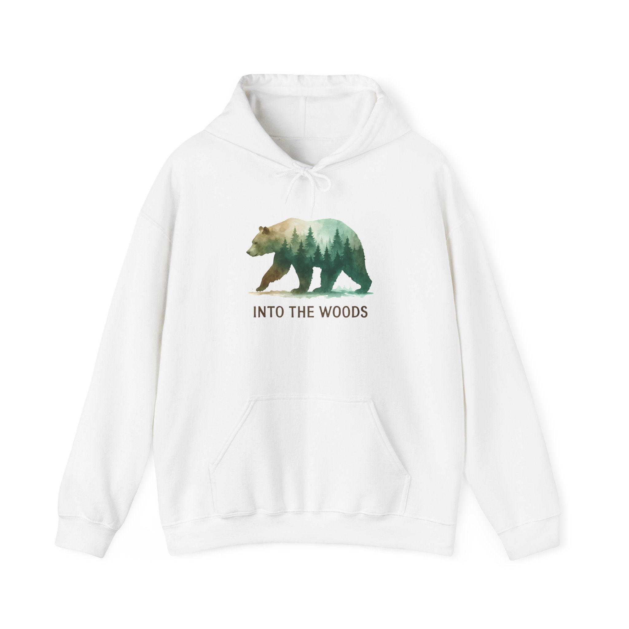 Into the Woods Bear Hoodie — Nature Forest Graphic Hoodie